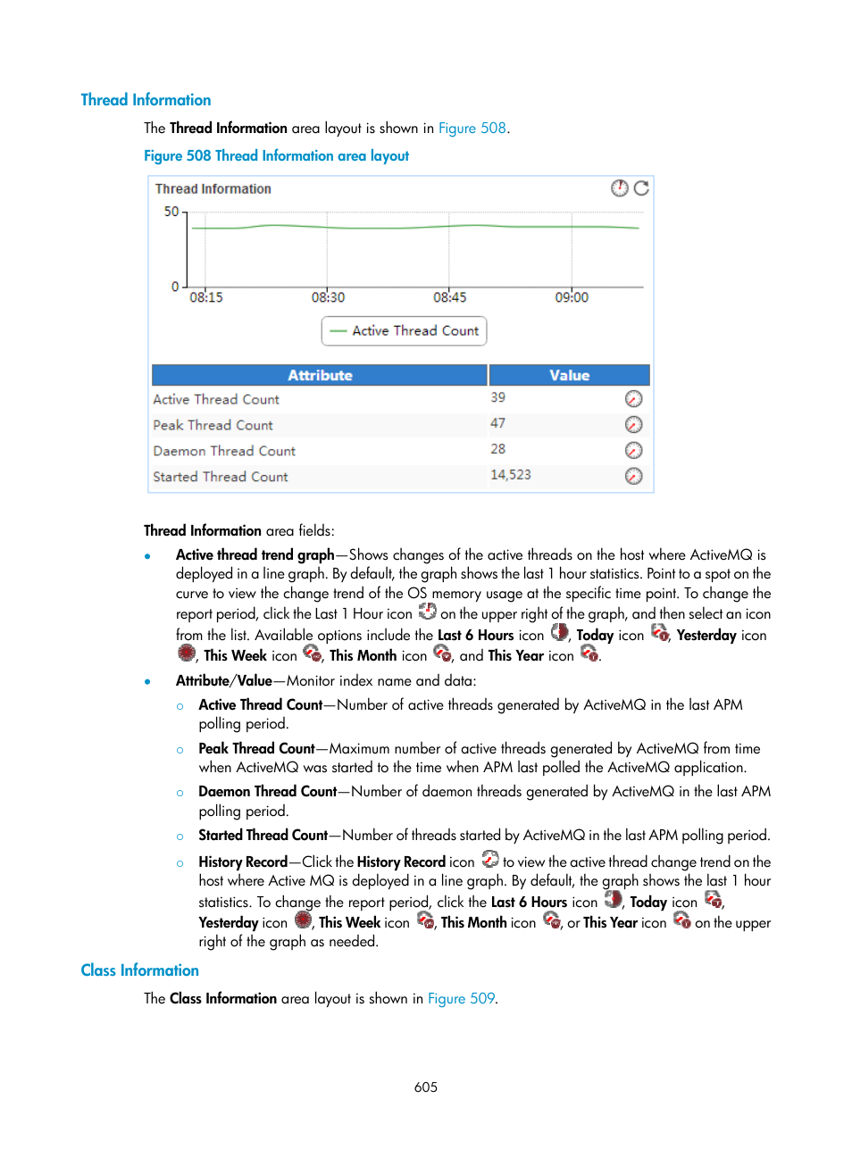 Thread information, Class information | H3C Technologies H3C Intelligent Management Center User Manual | Page 619 / 740