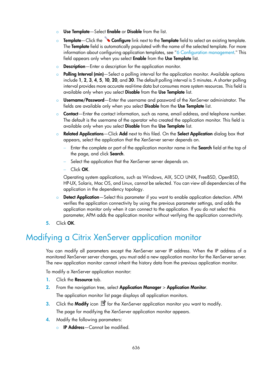 Modifying a citrix xenserver application monitor | H3C Technologies H3C Intelligent Management Center User Manual | Page 650 / 740