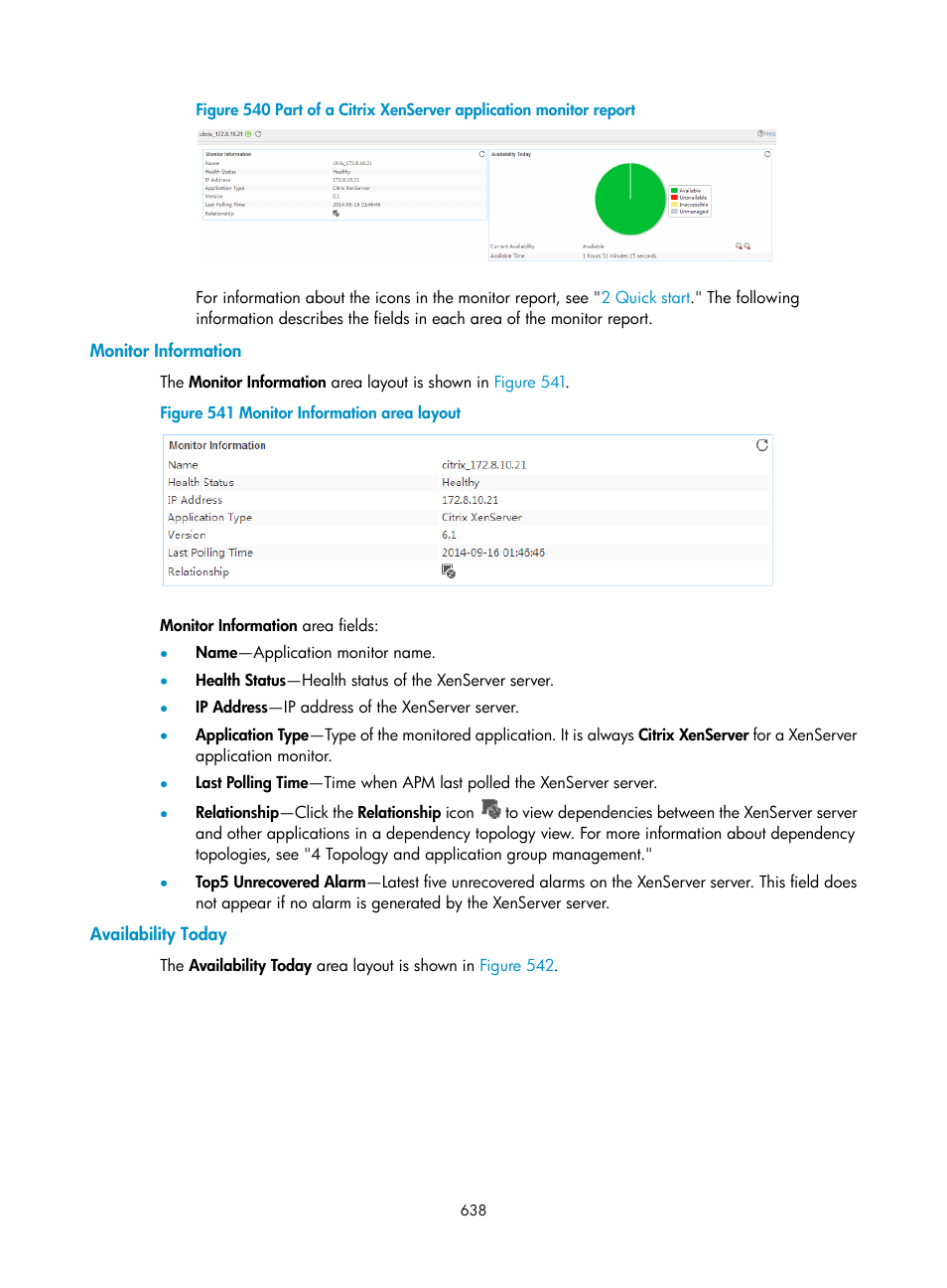 Monitor information, Availability today, Erver appears, as shown in | Figure 540 | H3C Technologies H3C Intelligent Management Center User Manual | Page 652 / 740