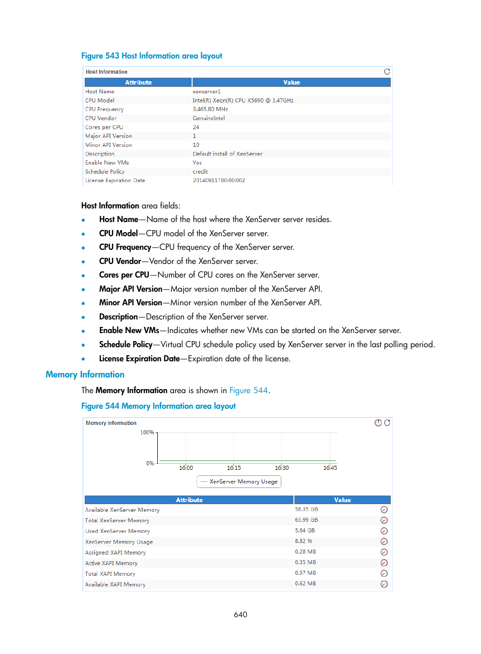 Memory information | H3C Technologies H3C Intelligent Management Center User Manual | Page 654 / 740