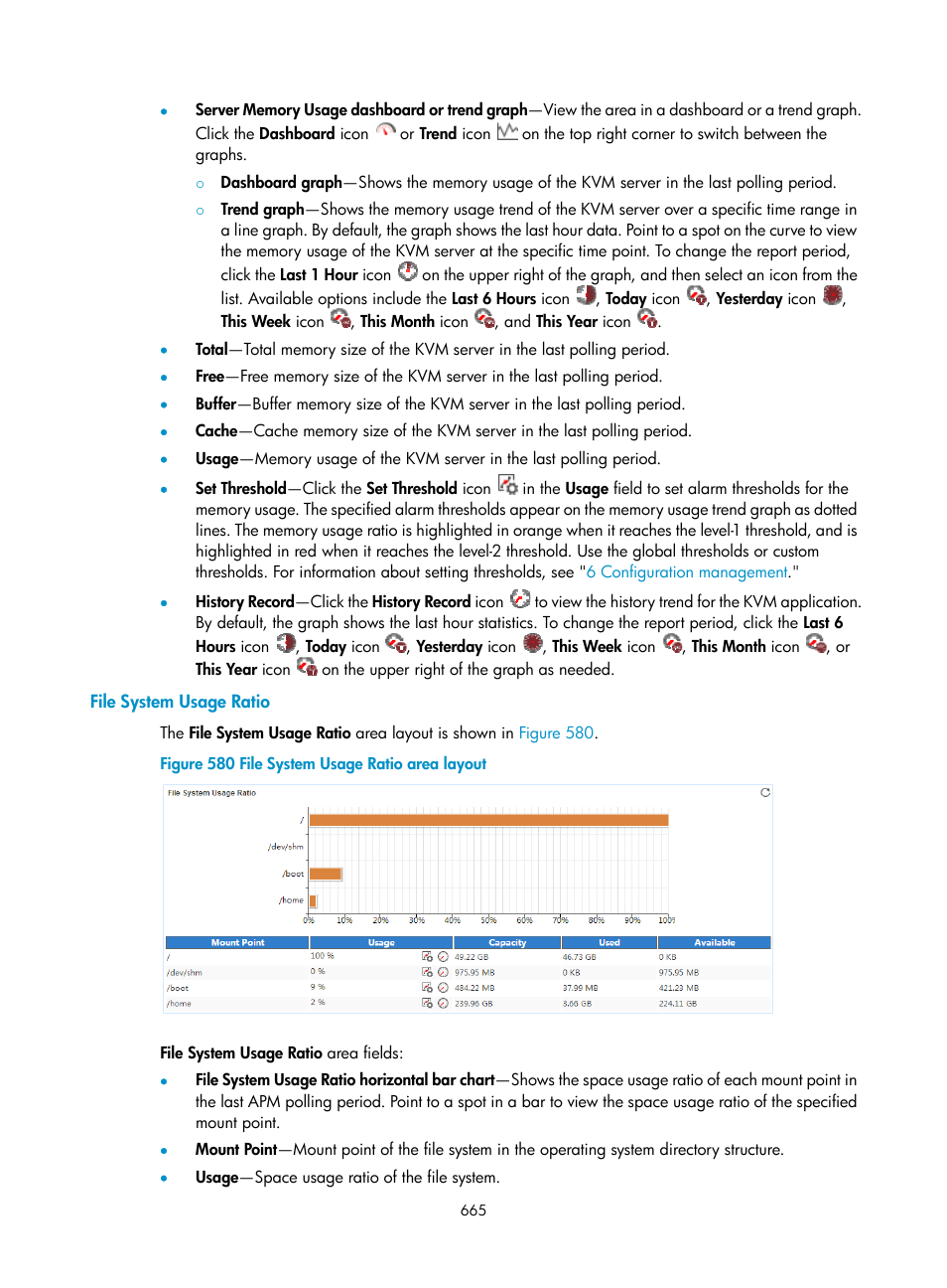 File system usage ratio | H3C Technologies H3C Intelligent Management Center User Manual | Page 679 / 740