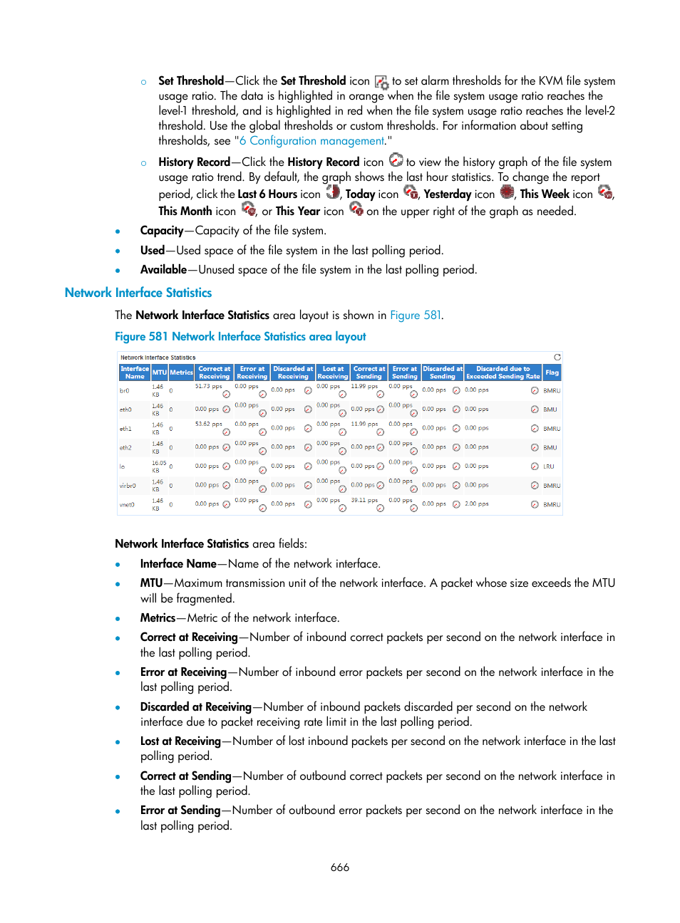 Network interface statistics | H3C Technologies H3C Intelligent Management Center User Manual | Page 680 / 740