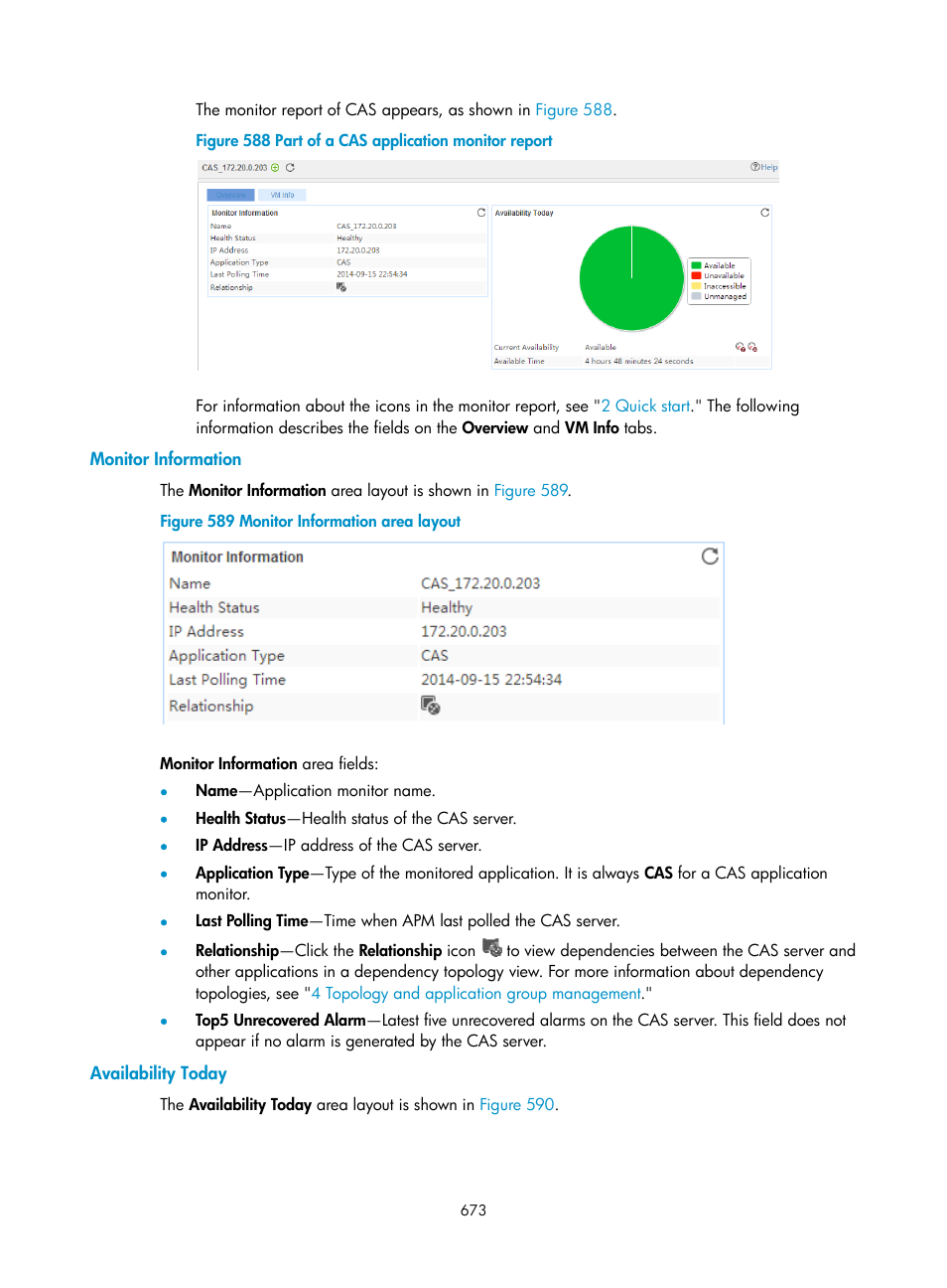 Monitor information, Availability today | H3C Technologies H3C Intelligent Management Center User Manual | Page 687 / 740