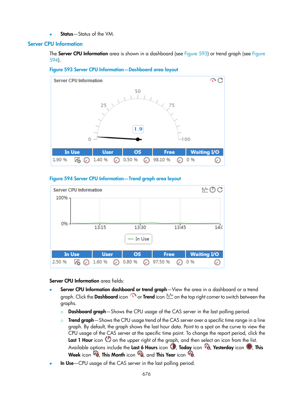Server cpu information | H3C Technologies H3C Intelligent Management Center User Manual | Page 690 / 740