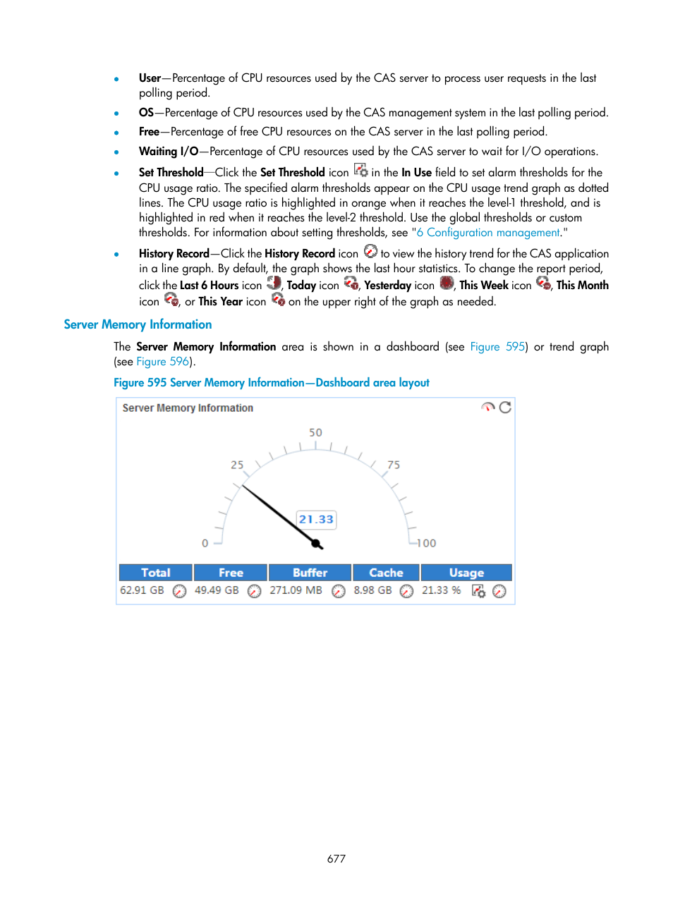 Server memory information | H3C Technologies H3C Intelligent Management Center User Manual | Page 691 / 740