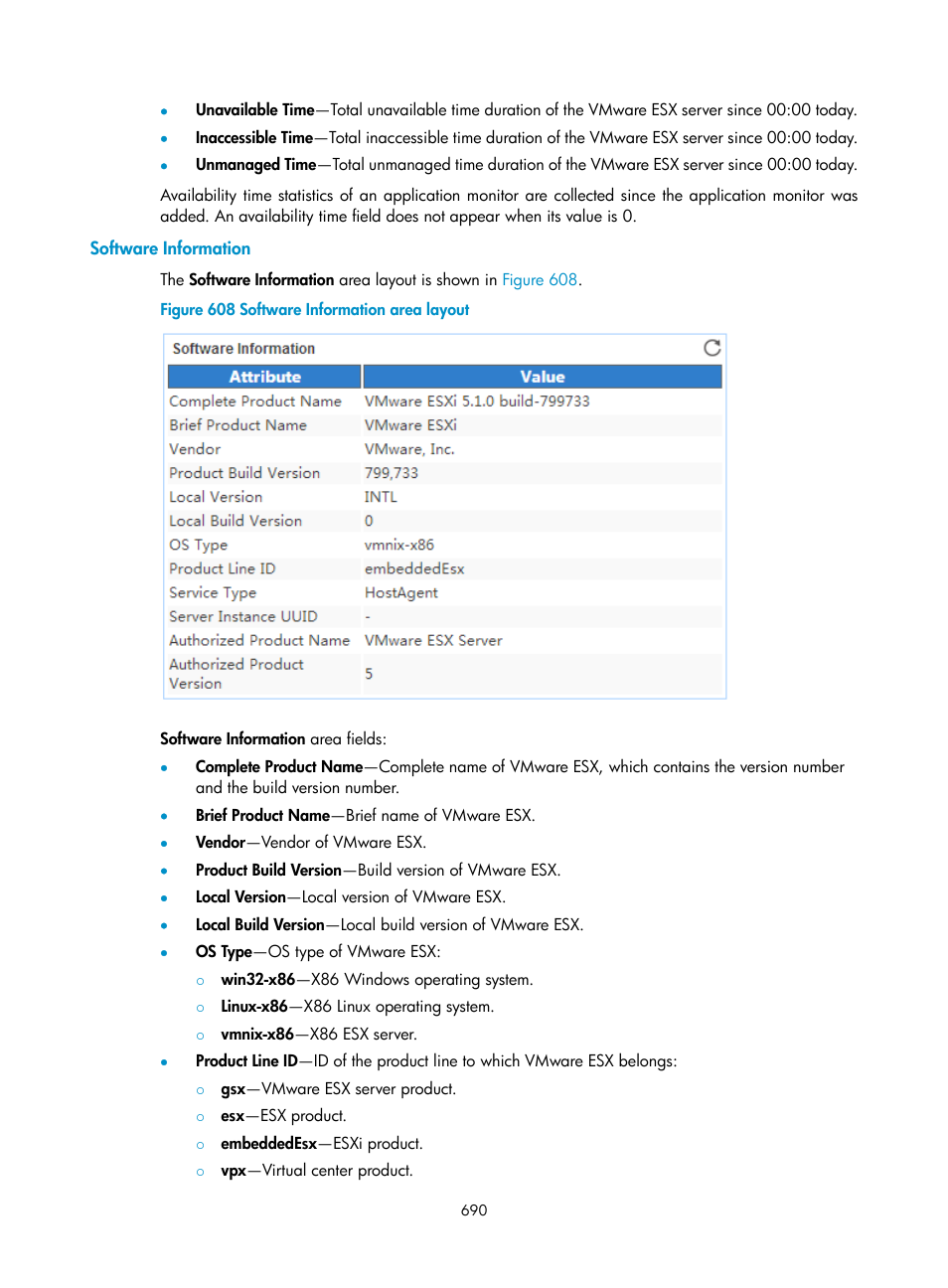 Software information | H3C Technologies H3C Intelligent Management Center User Manual | Page 704 / 740