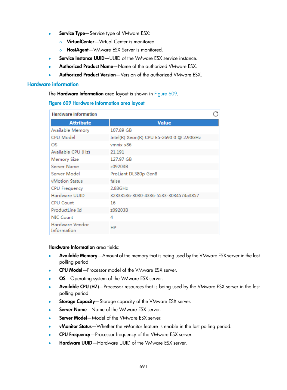 Hardware information | H3C Technologies H3C Intelligent Management Center User Manual | Page 705 / 740