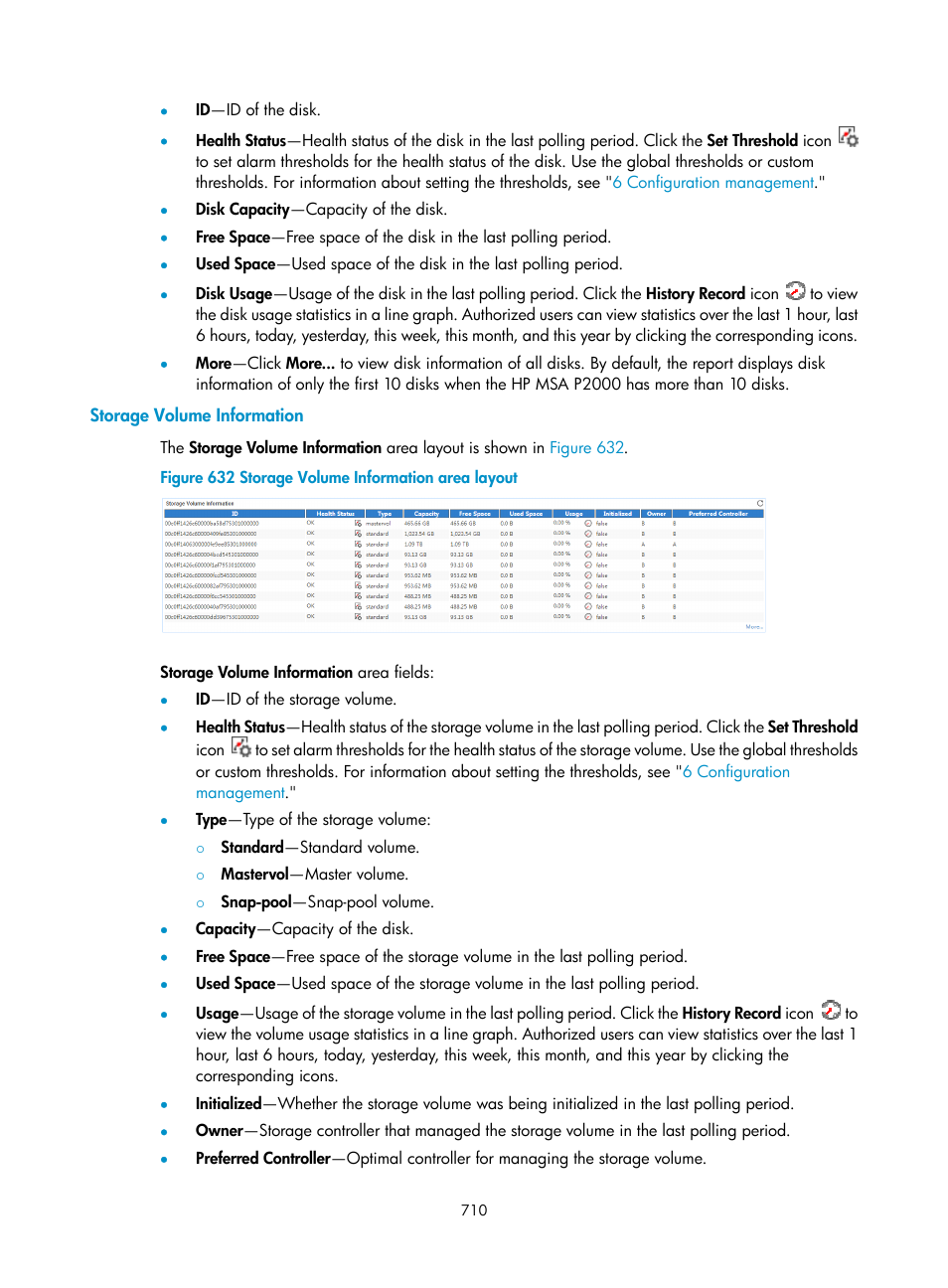 Storage volume information | H3C Technologies H3C Intelligent Management Center User Manual | Page 724 / 740