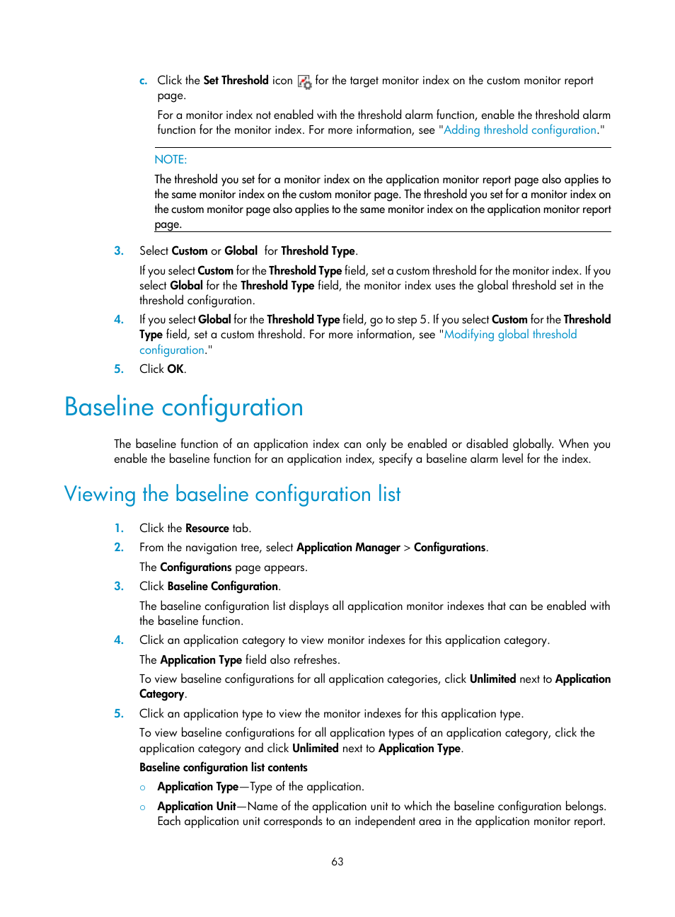 Baseline configuration, Viewing the baseline configuration list, Port configuration | Probe configuration, Parameter configuration | H3C Technologies H3C Intelligent Management Center User Manual | Page 77 / 740