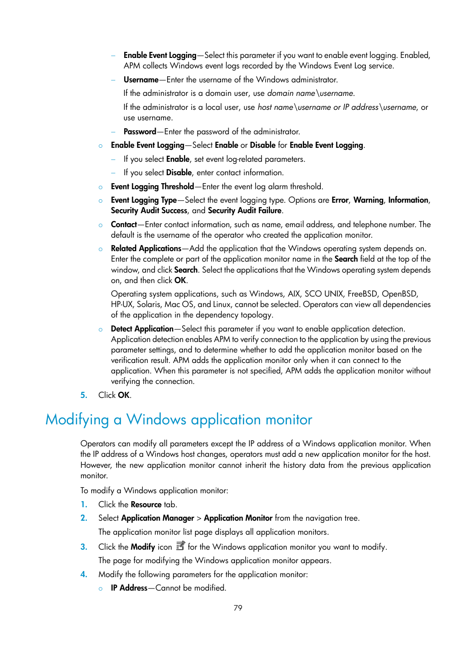 Modifying a windows application monitor | H3C Technologies H3C Intelligent Management Center User Manual | Page 93 / 740