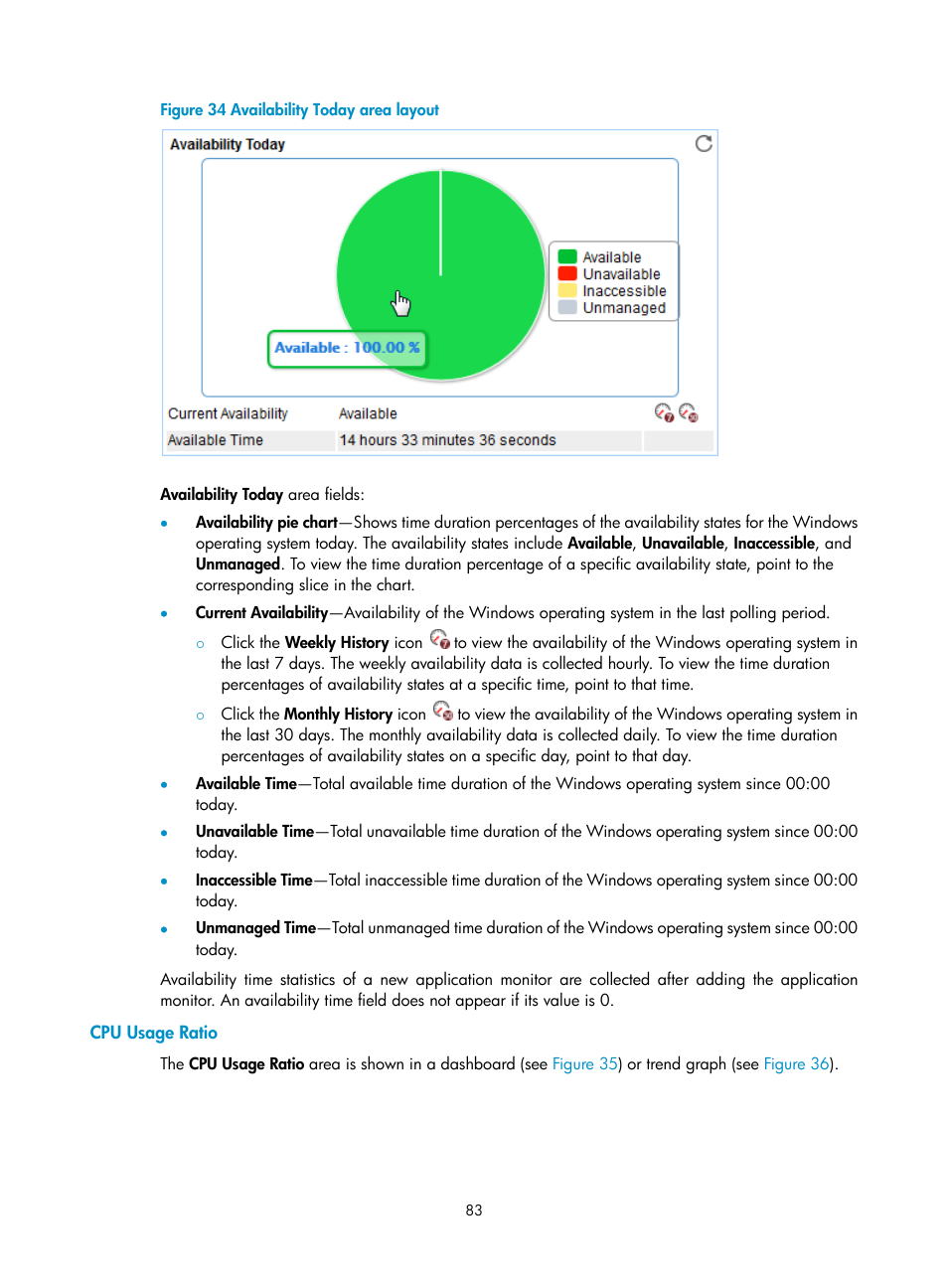 Cpu usage ratio, N in, Figure 34 | H3C Technologies H3C Intelligent Management Center User Manual | Page 97 / 740