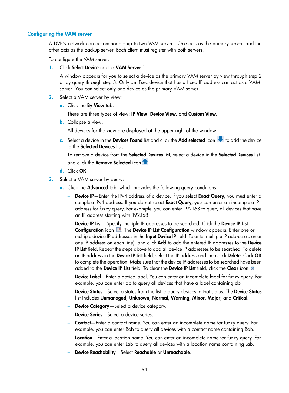 Configuring the vam server | H3C Technologies H3C Intelligent Management Center User Manual | Page 104 / 213