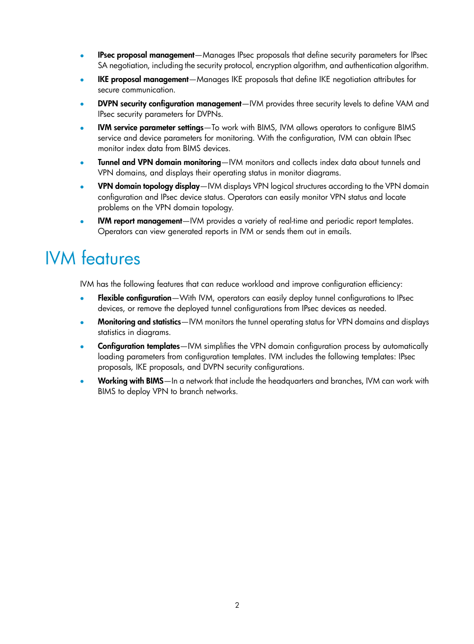 Ivm features | H3C Technologies H3C Intelligent Management Center User Manual | Page 12 / 213