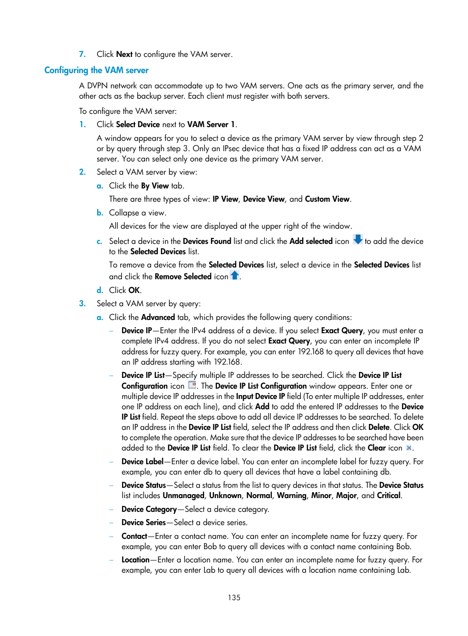 Configuring the vam server | H3C Technologies H3C Intelligent Management Center User Manual | Page 145 / 213