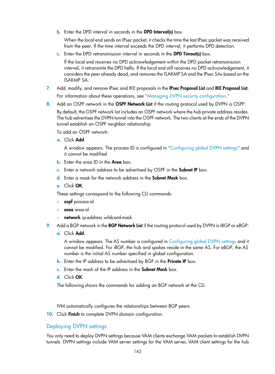 Deploying dvpn settings | H3C Technologies H3C Intelligent Management Center User Manual | Page 152 / 213
