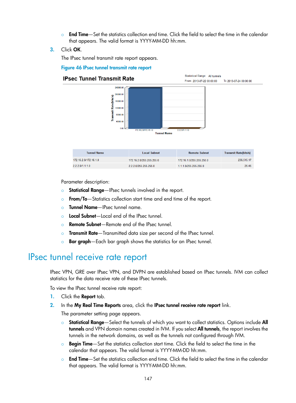 Ipsec tunnel receive rate report | H3C Technologies H3C Intelligent Management Center User Manual | Page 157 / 213