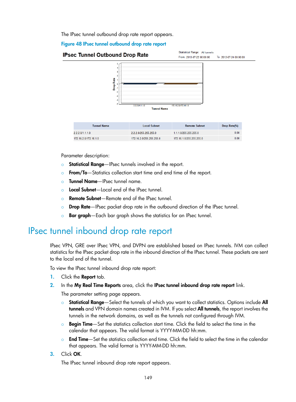 Ipsec tunnel inbound drop rate report | H3C Technologies H3C Intelligent Management Center User Manual | Page 159 / 213