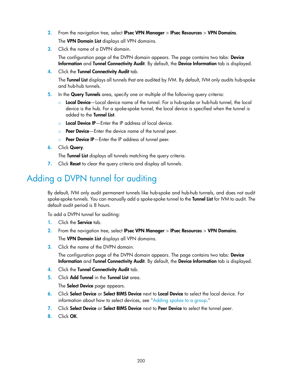 Adding a dvpn tunnel for auditing | H3C Technologies H3C Intelligent Management Center User Manual | Page 210 / 213