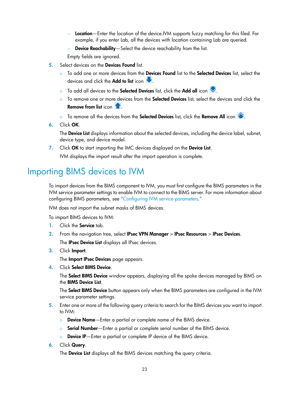 Importing bims devices to ivm | H3C Technologies H3C Intelligent Management Center User Manual | Page 33 / 213