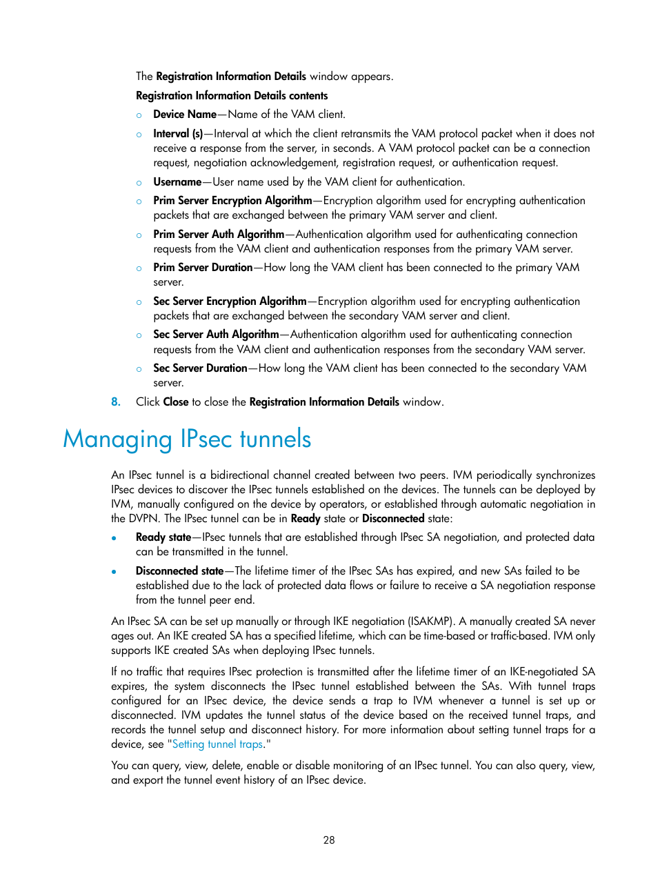 Managing ipsec tunnels | H3C Technologies H3C Intelligent Management Center User Manual | Page 38 / 213