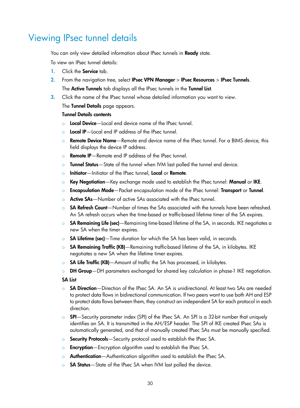Viewing ipsec tunnel details | H3C Technologies H3C Intelligent Management Center User Manual | Page 40 / 213