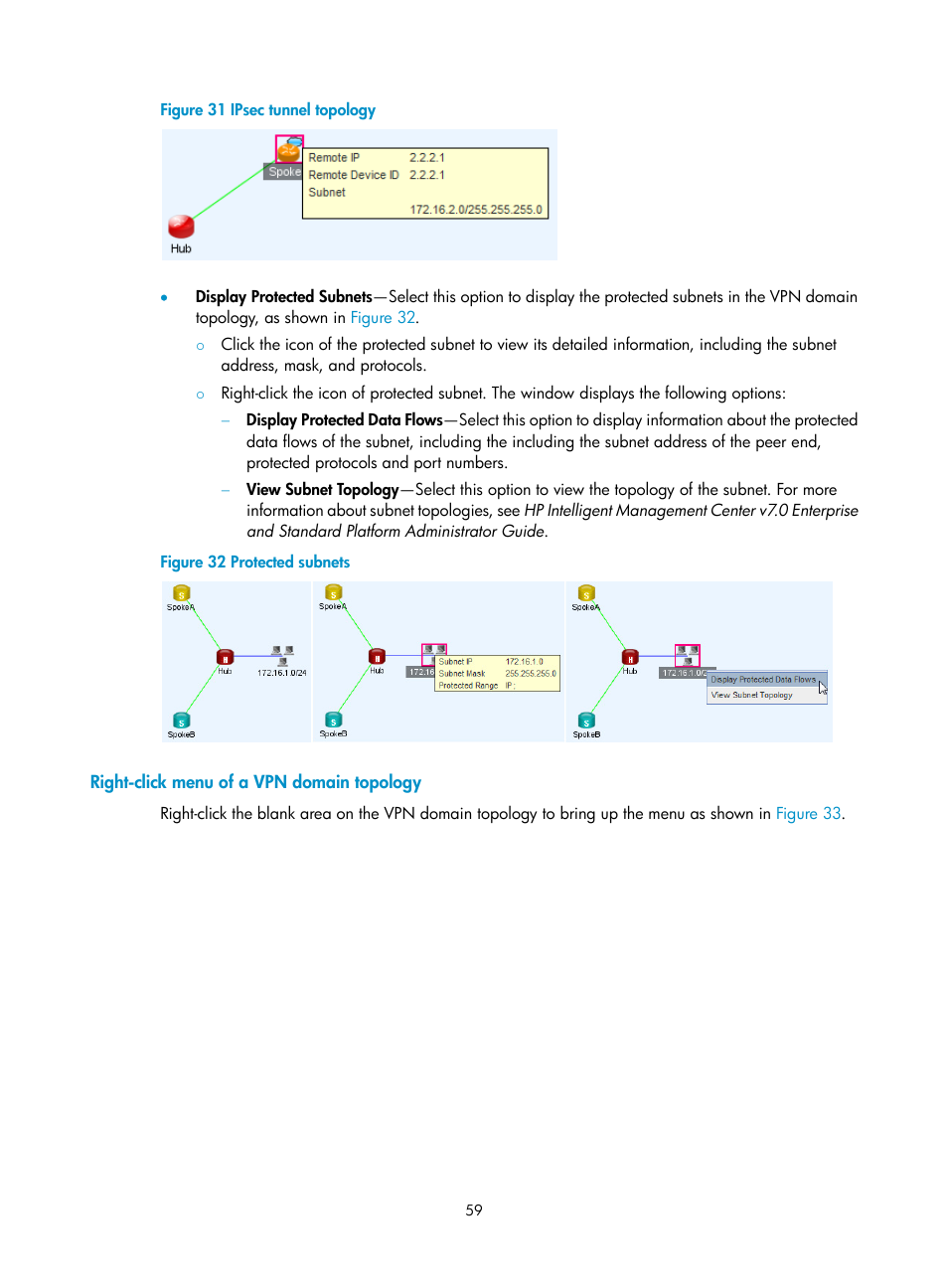 Right-click menu of a vpn domain topology, Figure 31 | H3C Technologies H3C Intelligent Management Center User Manual | Page 69 / 213