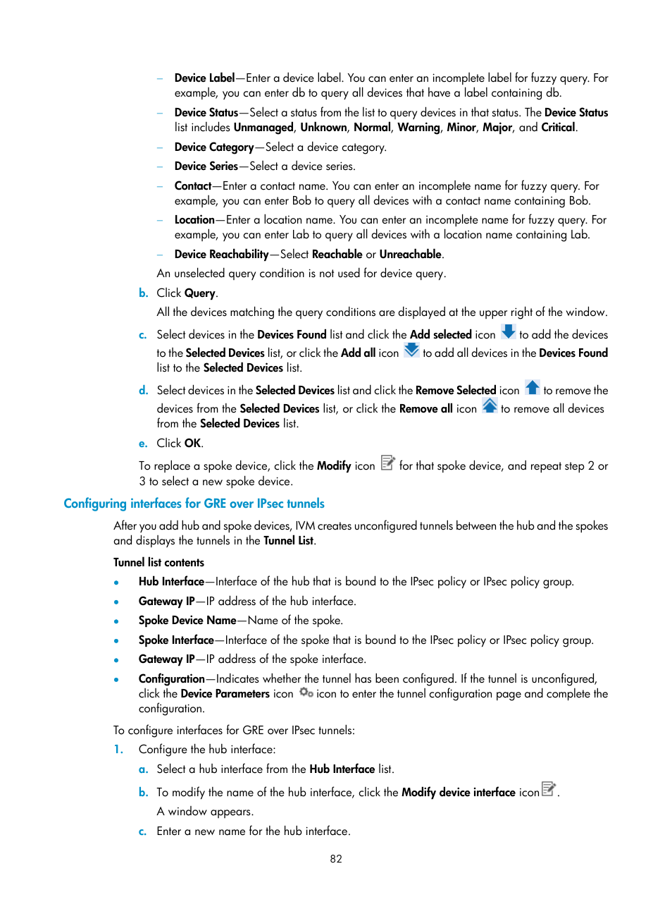 Configuring interfaces for gre over ipsec tunnels | H3C Technologies H3C Intelligent Management Center User Manual | Page 92 / 213