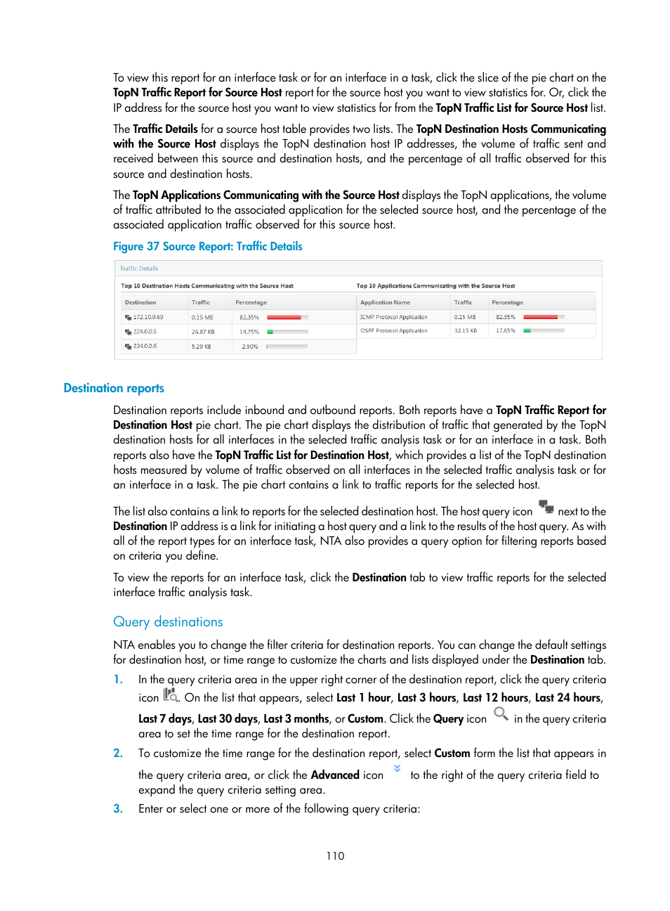 Destination reports, Query destinations | H3C Technologies H3C Intelligent Management Center User Manual | Page 120 / 371