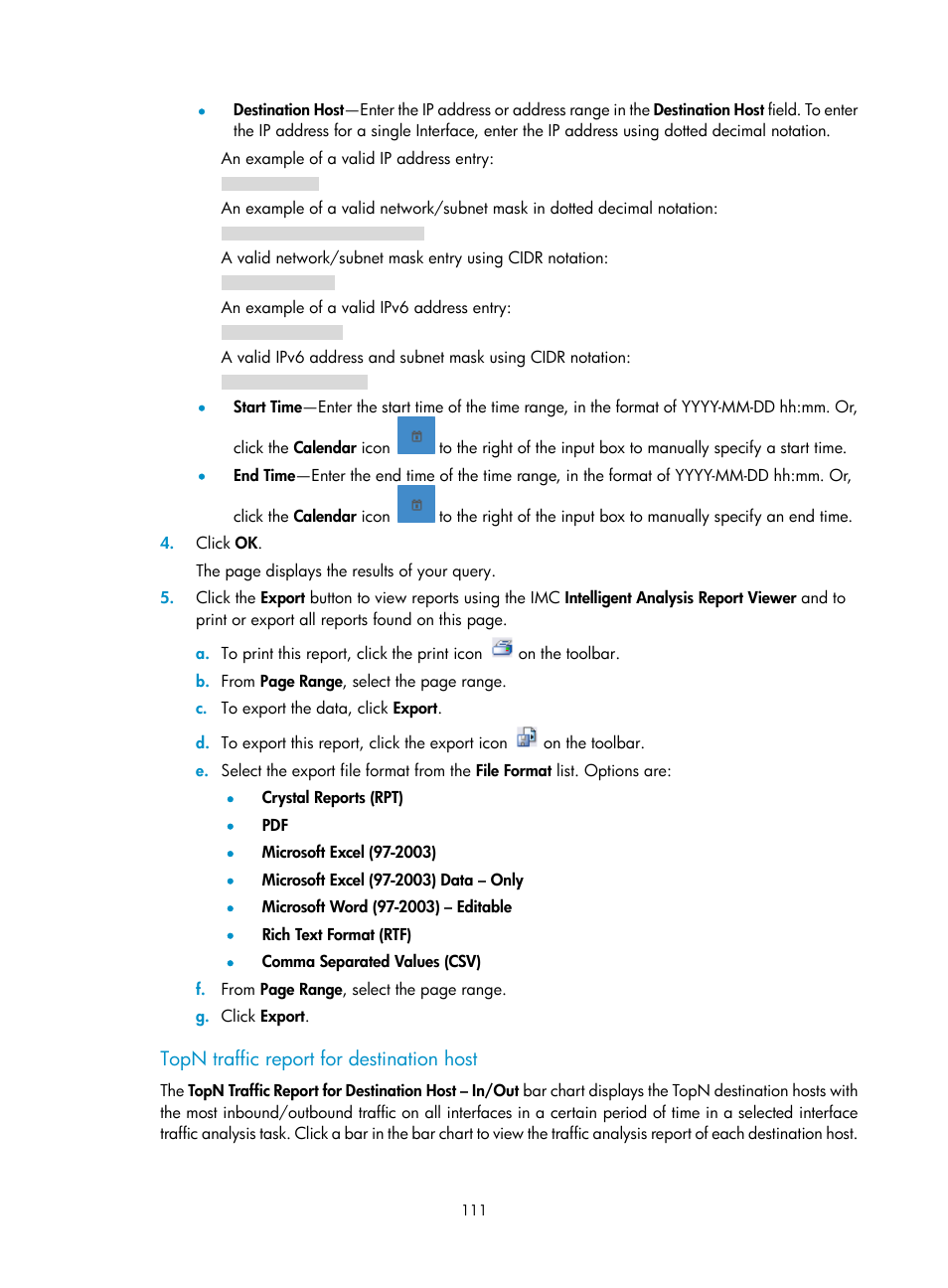 Topn traffic report for destination host | H3C Technologies H3C Intelligent Management Center User Manual | Page 121 / 371