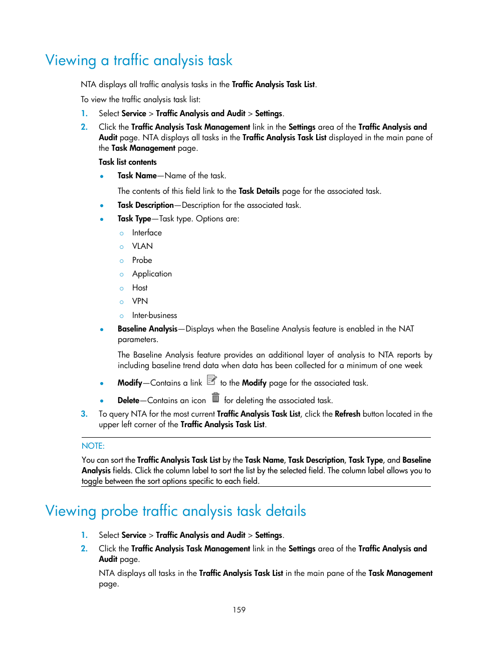 Viewing a traffic analysis task, Viewing probe traffic analysis task details | H3C Technologies H3C Intelligent Management Center User Manual | Page 169 / 371