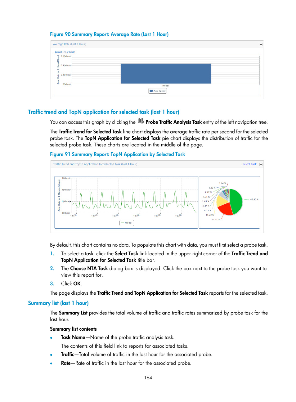 Summary list (last 1 hour) | H3C Technologies H3C Intelligent Management Center User Manual | Page 174 / 371