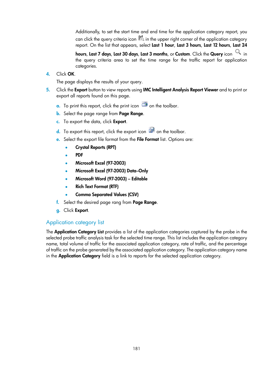 Application category list | H3C Technologies H3C Intelligent Management Center User Manual | Page 191 / 371