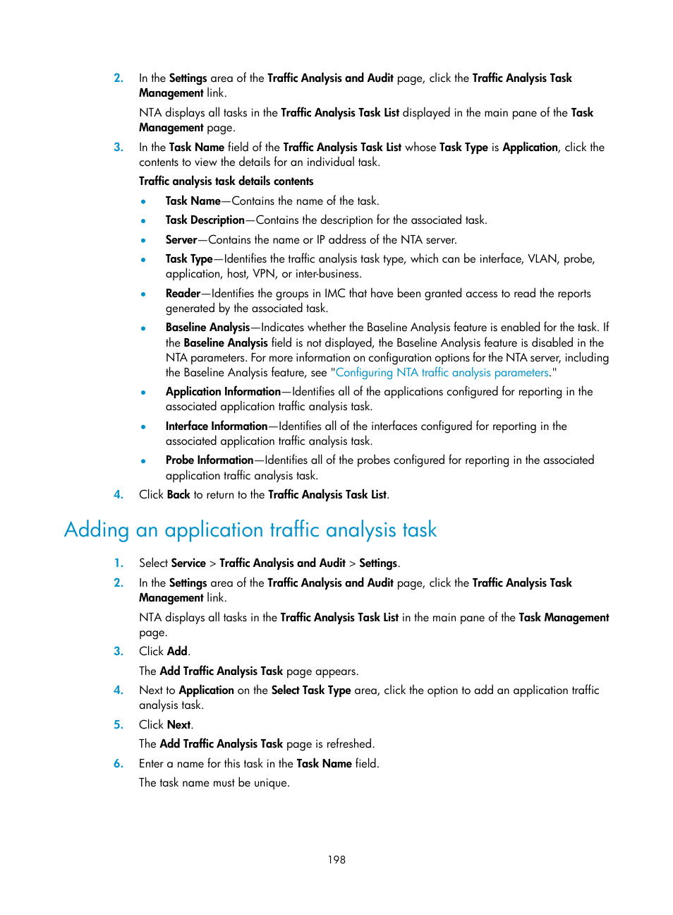 Adding an application traffic analysis task | H3C Technologies H3C Intelligent Management Center User Manual | Page 208 / 371