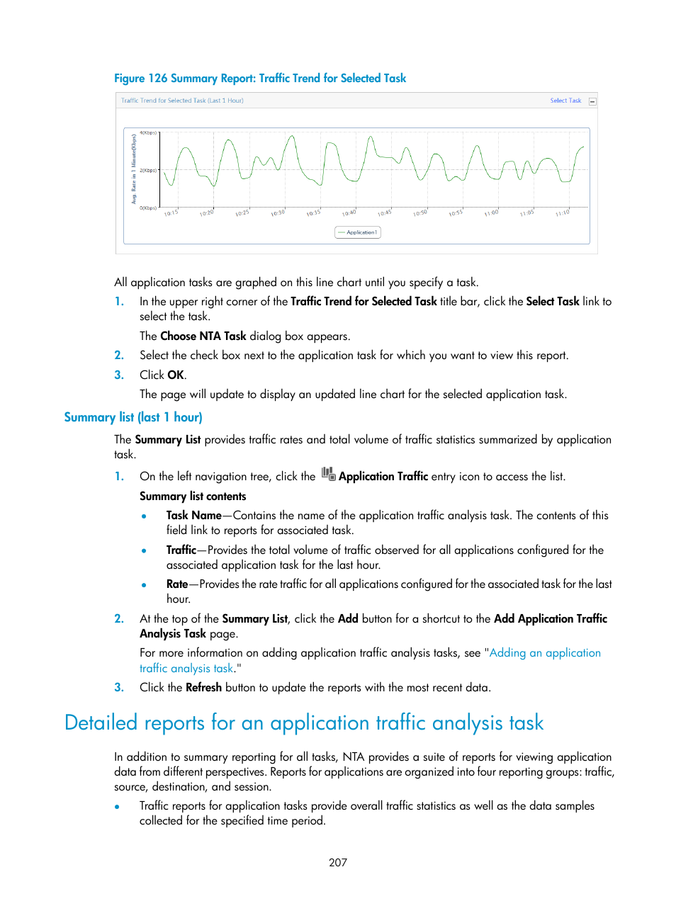 Summary list (last 1 hour) | H3C Technologies H3C Intelligent Management Center User Manual | Page 217 / 371