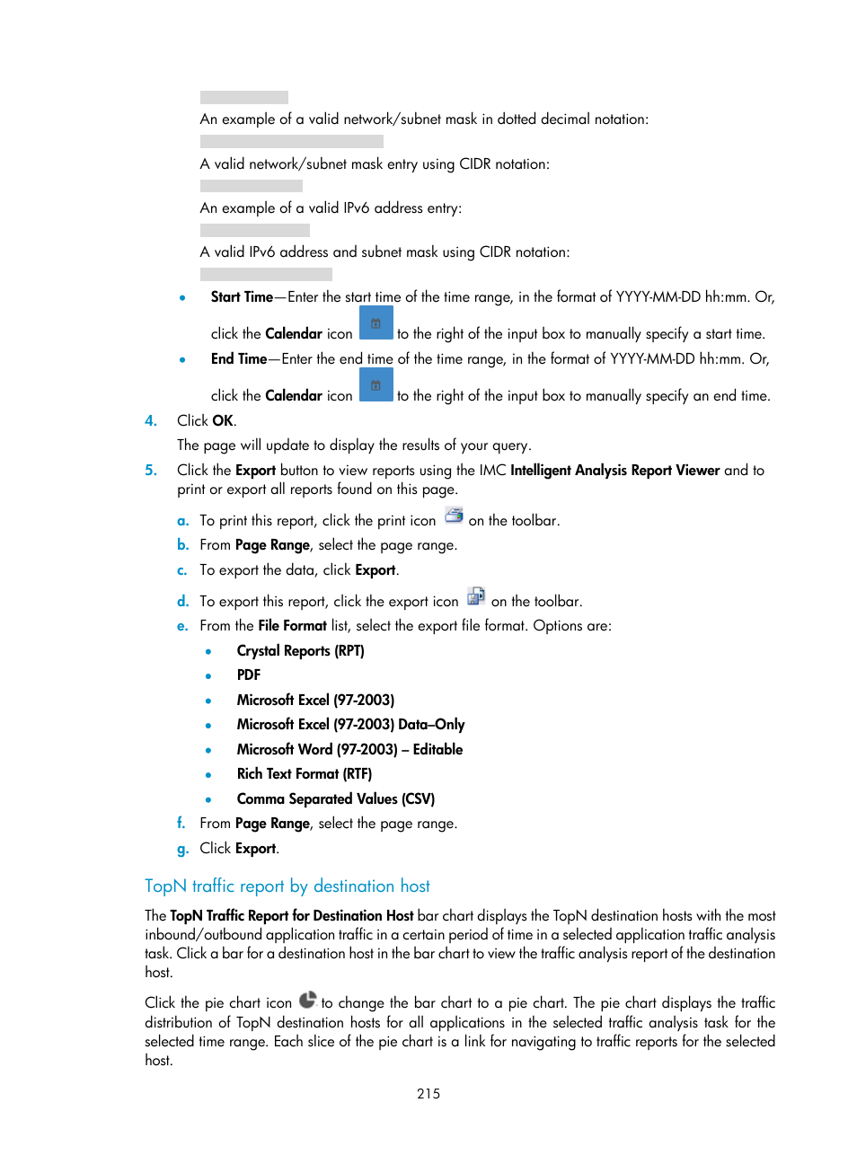 Topn traffic report by destination host | H3C Technologies H3C Intelligent Management Center User Manual | Page 225 / 371