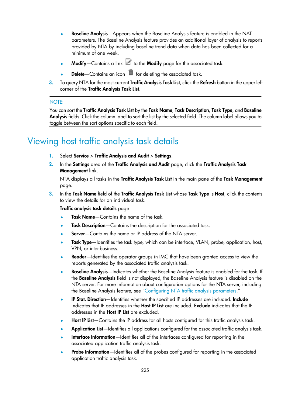 Viewing host traffic analysis task details | H3C Technologies H3C Intelligent Management Center User Manual | Page 235 / 371