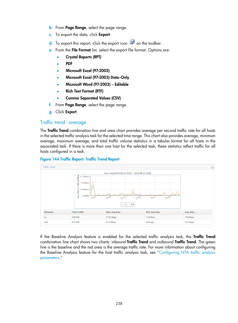 Traffic trend - average | H3C Technologies H3C Intelligent Management Center User Manual | Page 248 / 371