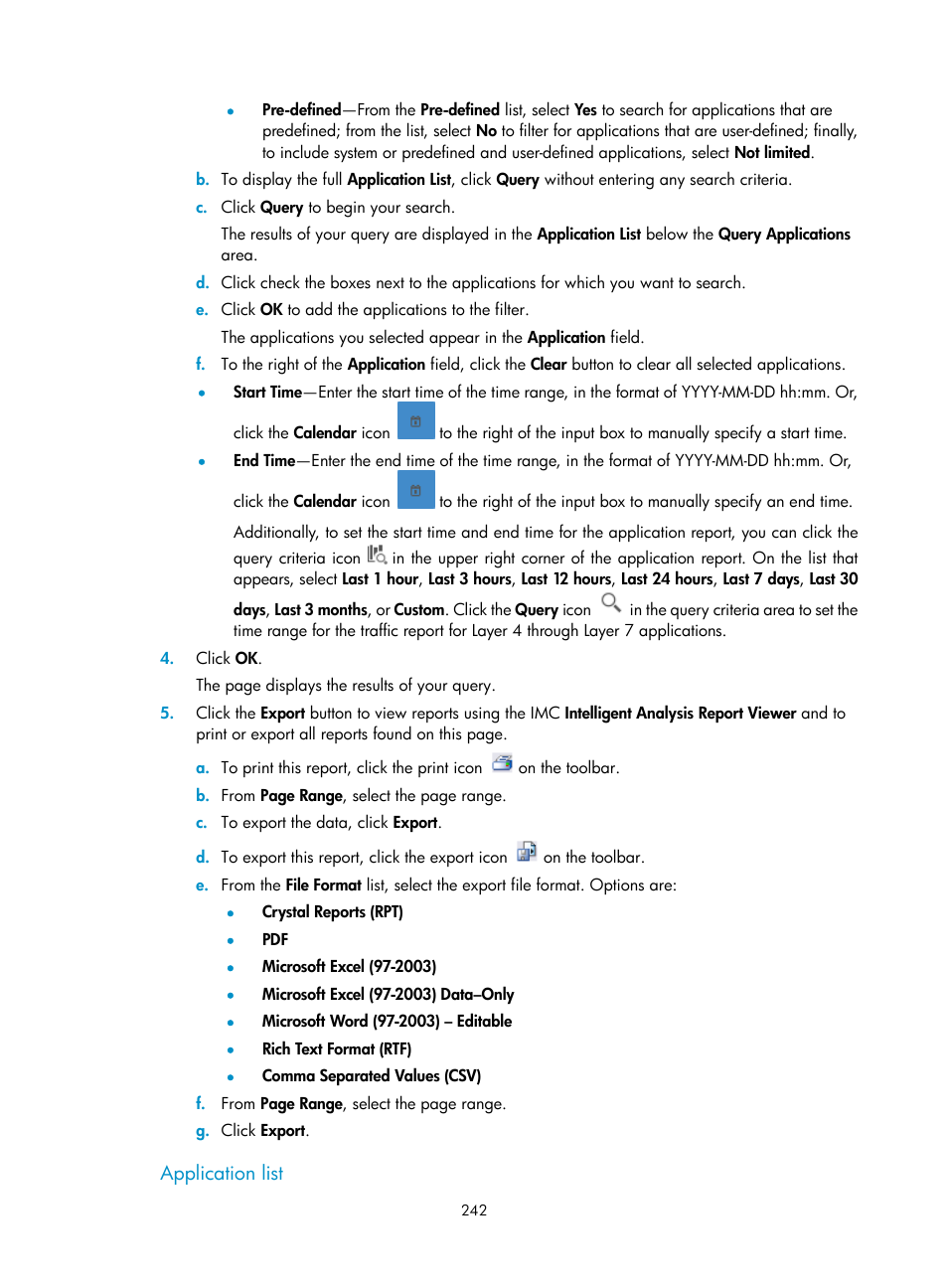 Application list | H3C Technologies H3C Intelligent Management Center User Manual | Page 252 / 371