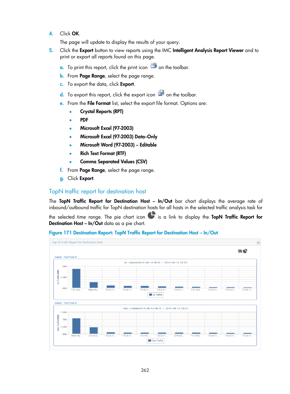 Topn traffic report for destination host | H3C Technologies H3C Intelligent Management Center User Manual | Page 272 / 371