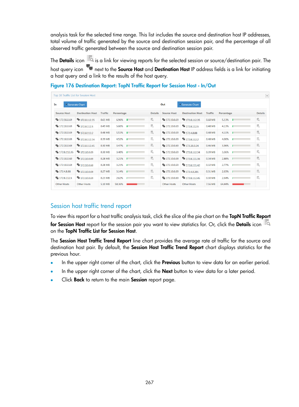 Session host traffic trend report | H3C Technologies H3C Intelligent Management Center User Manual | Page 277 / 371