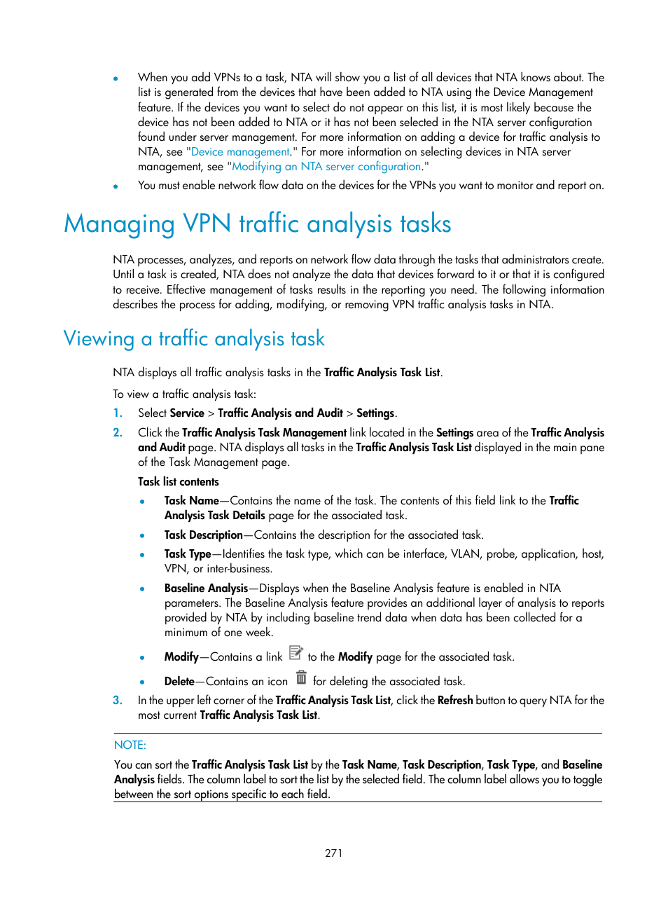 Managing vpn traffic analysis tasks, Viewing a traffic analysis task | H3C Technologies H3C Intelligent Management Center User Manual | Page 281 / 371