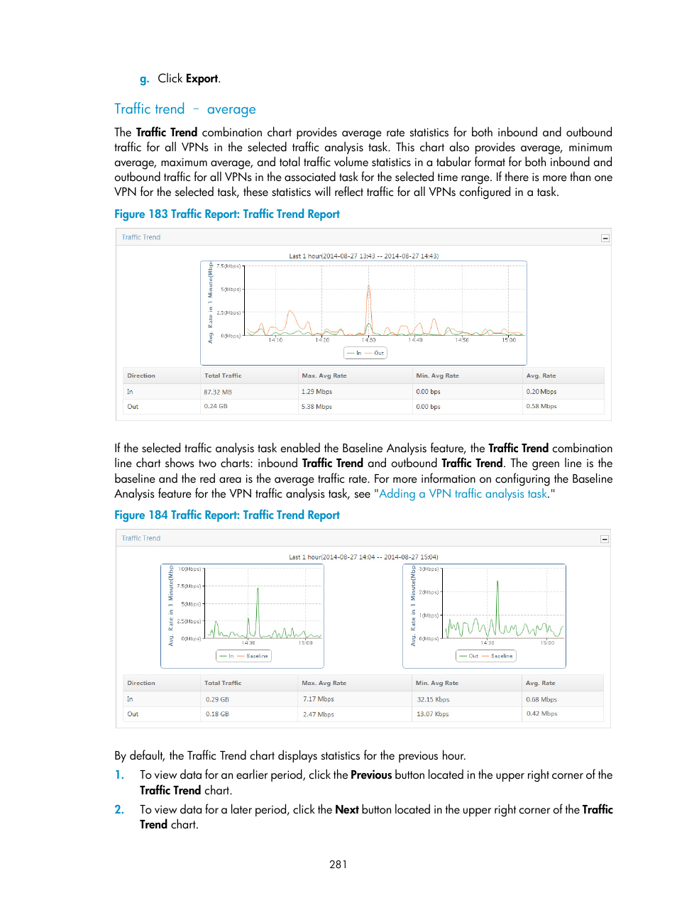 Traffic trend – average | H3C Technologies H3C Intelligent Management Center User Manual | Page 291 / 371