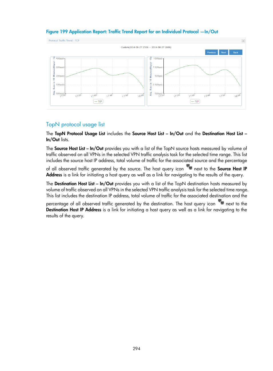 Topn protocol usage list | H3C Technologies H3C Intelligent Management Center User Manual | Page 304 / 371