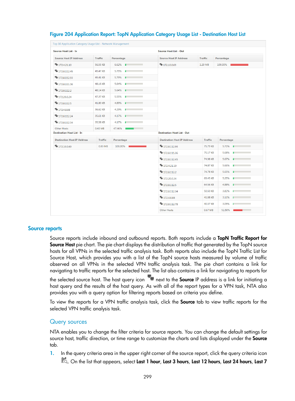 Source reports, Query sources | H3C Technologies H3C Intelligent Management Center User Manual | Page 309 / 371