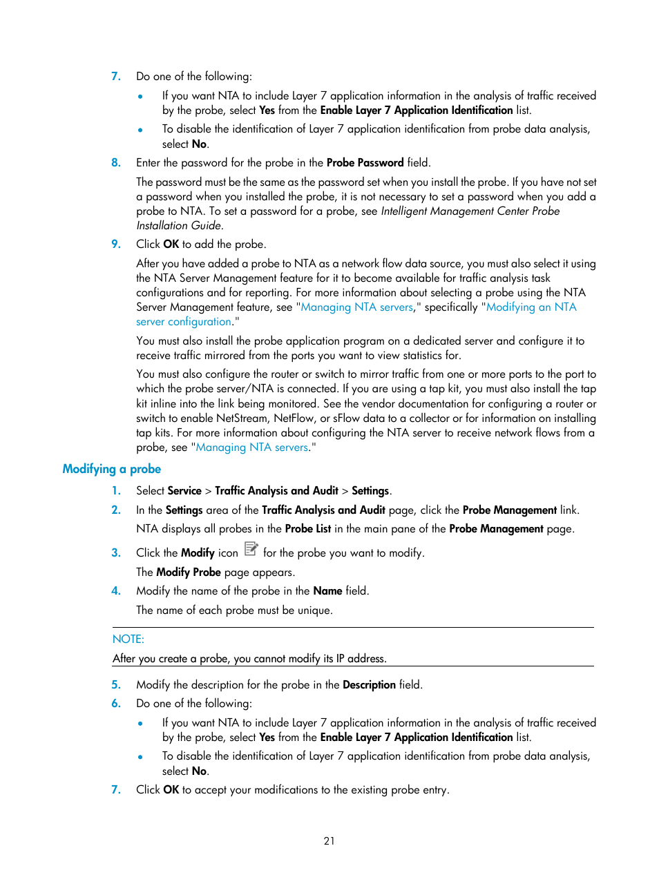 Modifying a probe | H3C Technologies H3C Intelligent Management Center User Manual | Page 31 / 371