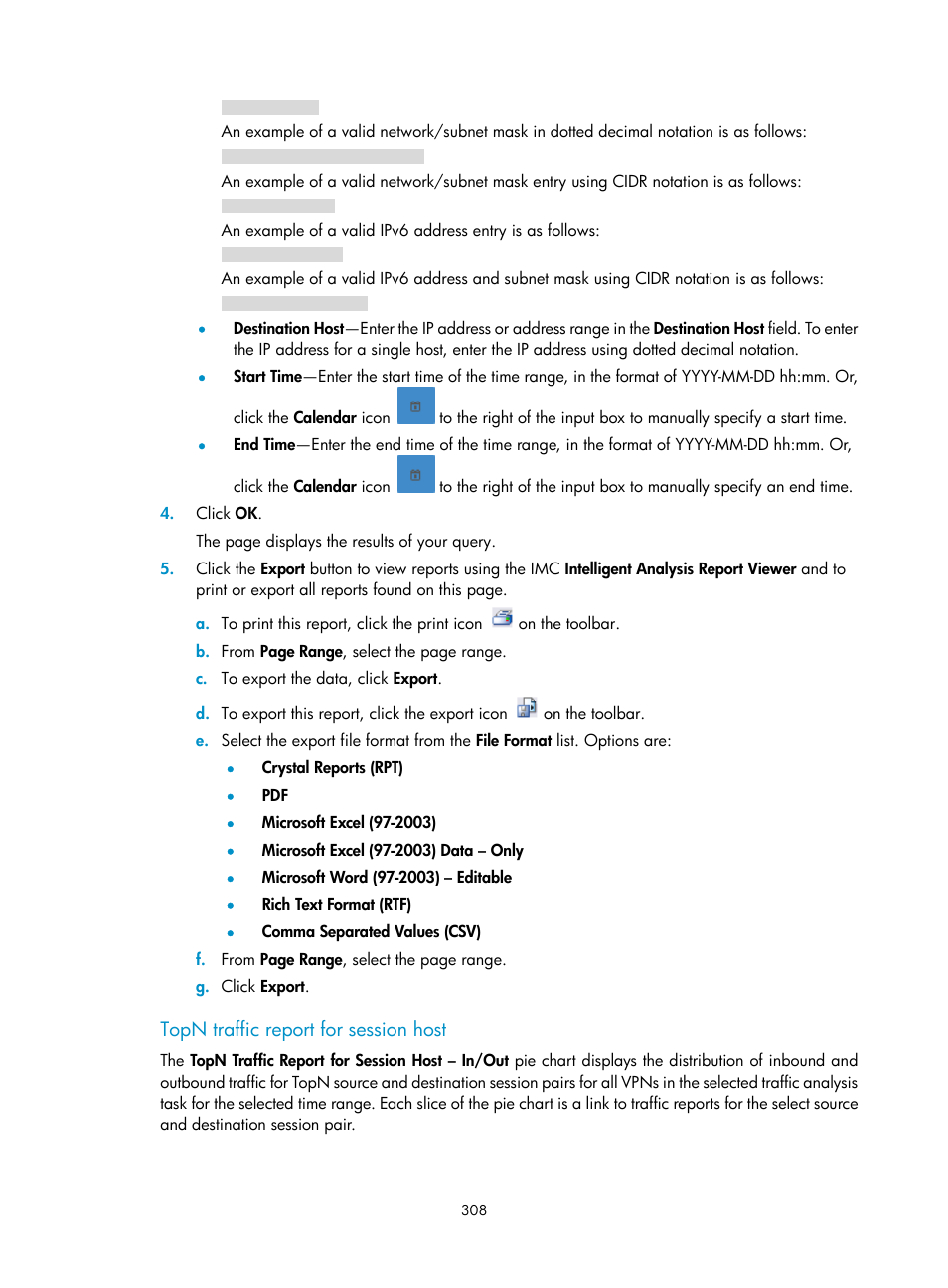 Topn traffic report for session host | H3C Technologies H3C Intelligent Management Center User Manual | Page 318 / 371