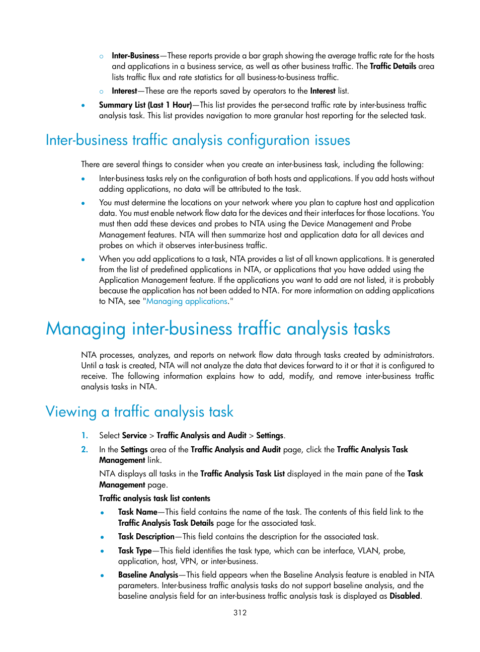 Managing inter-business traffic analysis tasks, Viewing a traffic analysis task | H3C Technologies H3C Intelligent Management Center User Manual | Page 322 / 371