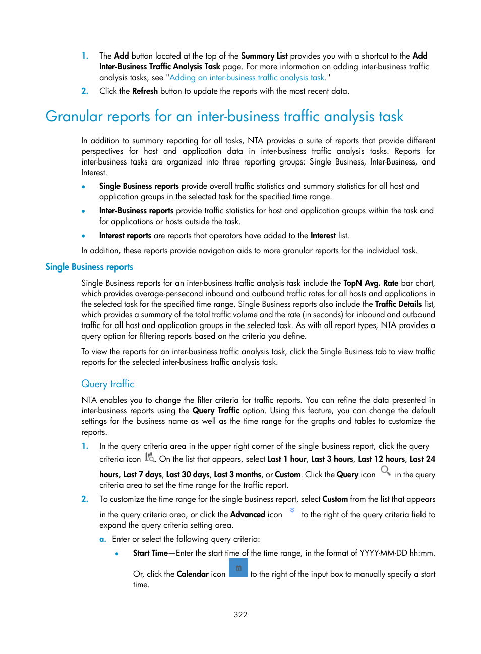 Single business reports, Query traffic | H3C Technologies H3C Intelligent Management Center User Manual | Page 332 / 371