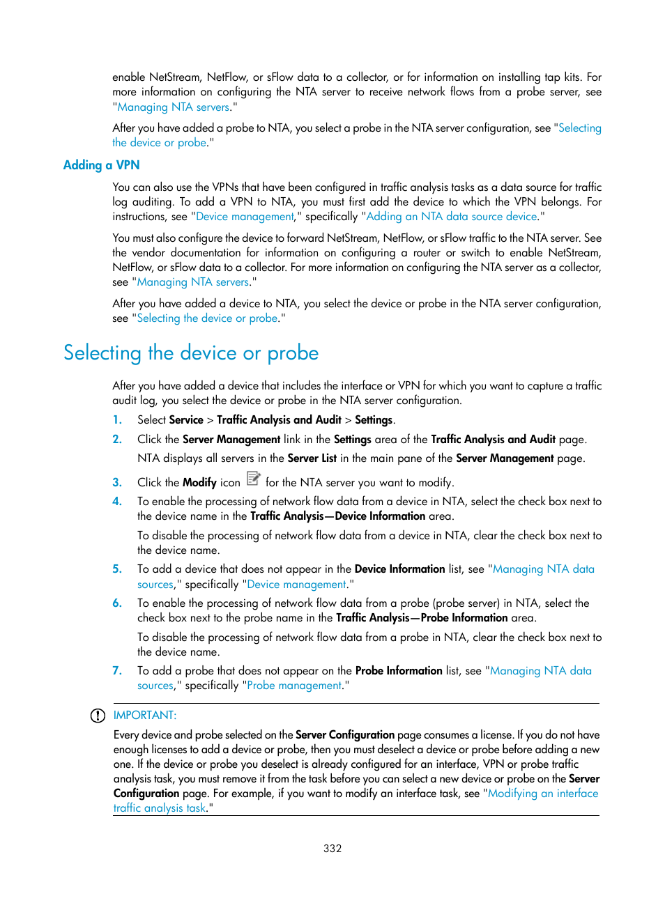 Adding a vpn, Selecting the device or probe | H3C Technologies H3C Intelligent Management Center User Manual | Page 342 / 371