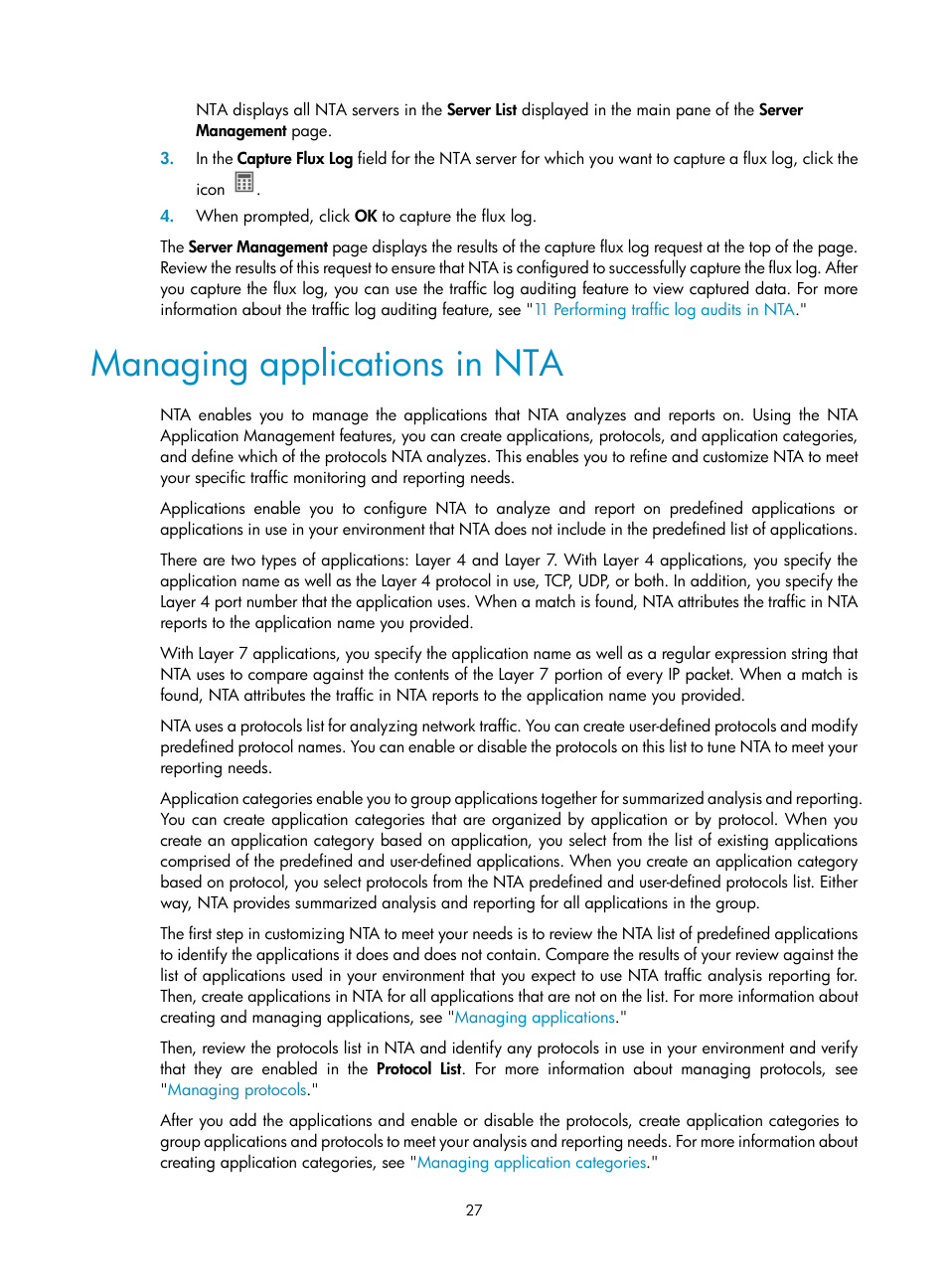 Managing applications in nta | H3C Technologies H3C Intelligent Management Center User Manual | Page 37 / 371